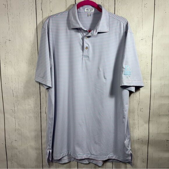 Peter Millar Summer Comfort Mens Stripes Polo Shirt Tiburon Naples Golf Relaxed - Picture 7 of 14